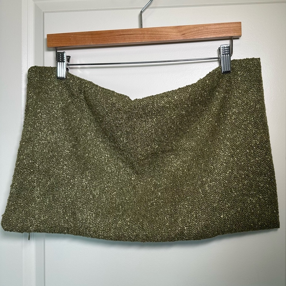 Olive Green Boucle Throw Pillow Cover 20x12 - Picture 3 of 4